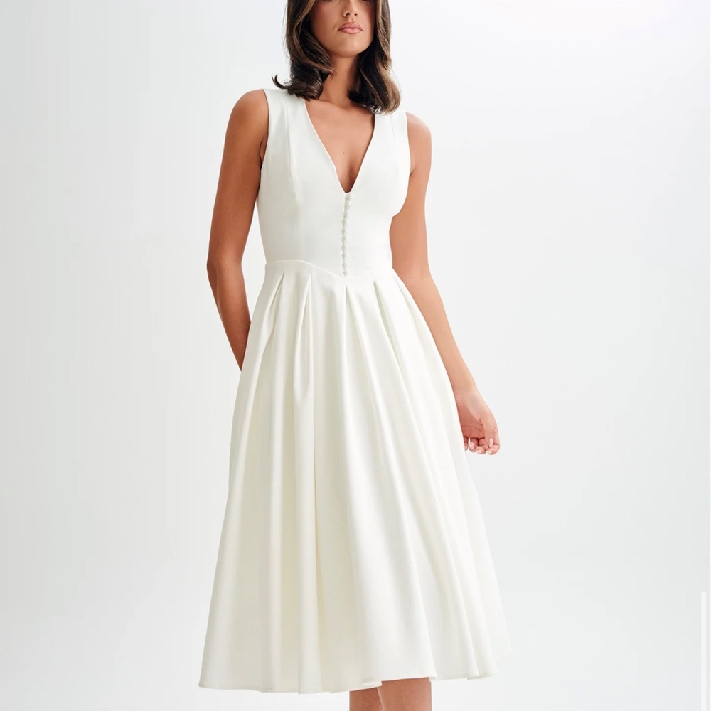 Meshki White Sleeveless Midi Dress